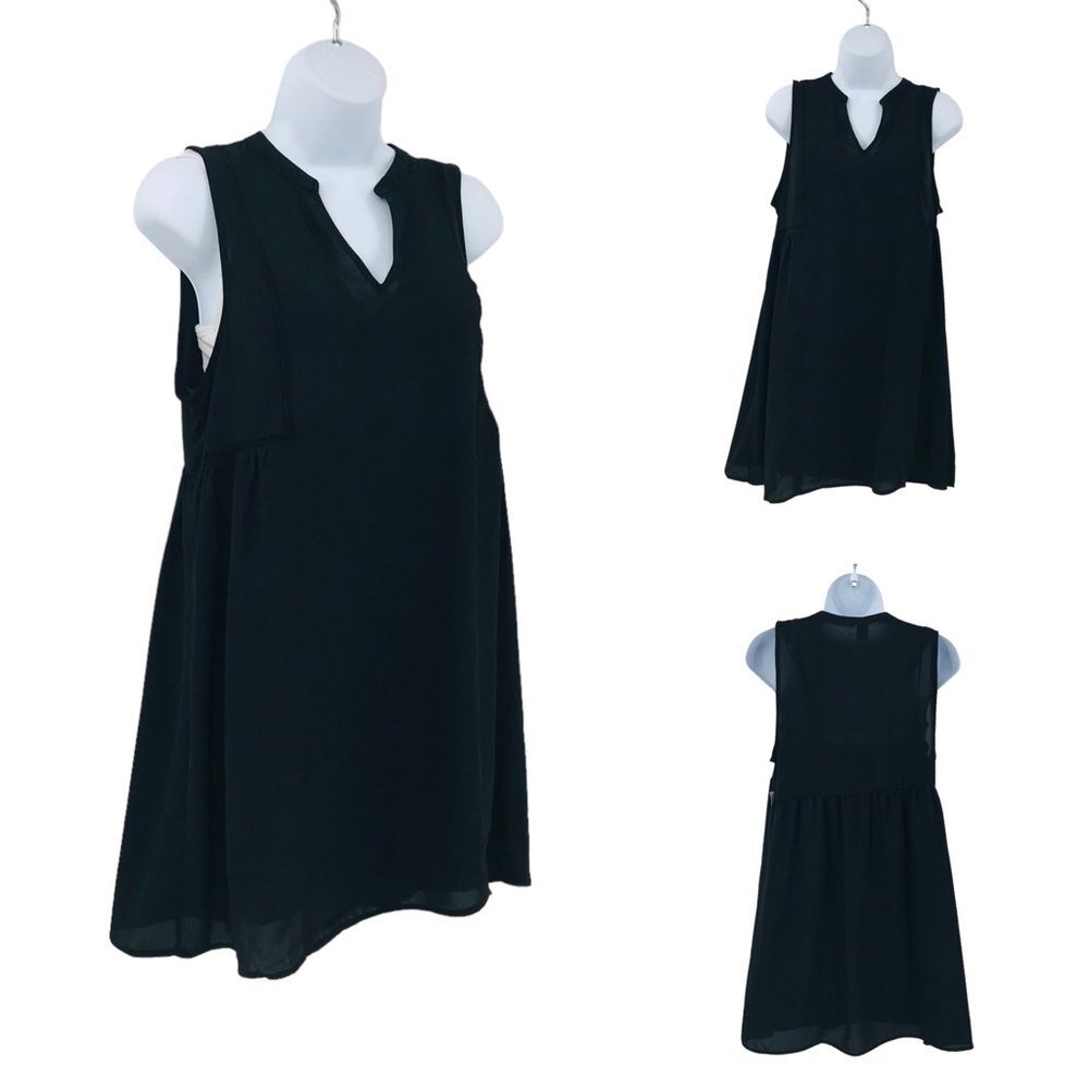 Old Navy Black Sheer Chiffon Smock Mini Dress With Slip Lining